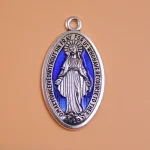 Miraculous Medal Oval in Antique Silver Alloy Virgin Mary Blue White Black Enamel Our Lady of Guadalupe - Image 4