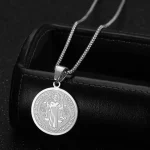 Mecrt Saint Benedict Christian Stainless Steel Disc Necklace Priest Exorcist Pendant Jewelry - Image 3