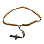 Handmade Religious Catholic Rosary Crucifix Jewelry Wood Beads Virgin Mary Charm Cross Pendant Alloy Material Jesus Inspired - Image 4
