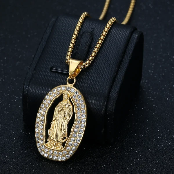 Fashion Accessories Stainless Steel Gold-plated Our Lady of Guadalupe Pendant Necklace Virgin Mary