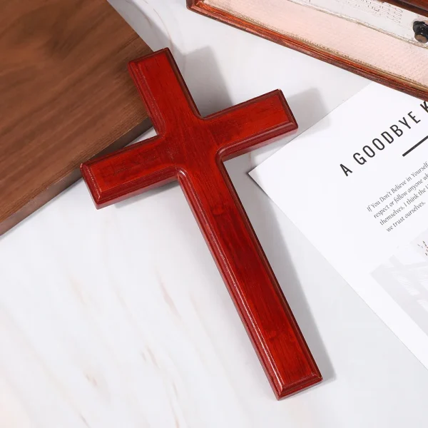 Wood Cross Ornament Modern Minimalist Christmas Home Decor Solid Wood Cross Decoration Wooden Craft Display Piece