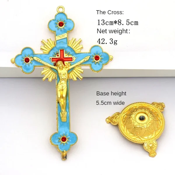 Catholic Christian Cross Ornament Metal Crafts Religious Projects Jesus Statue and Bracket Church Decoration Wholesales