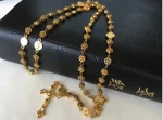 Religions Necklace Prayer Rosary Gold Alloy Rose Flower Beads Fitting Curved Needle Necklace - Image 6