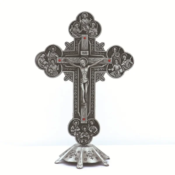 Catholic Crucifix Retro Metal Craft Angel Figurine Engraved Ornaments for Home Office Decoration Retail Spot Supply Whol