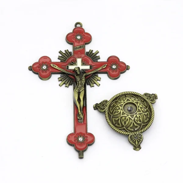 Catholic Christian Cross Ornament Metal Crafts Religious Projects Jesus Statue and Bracket Church Decoration Wholesales