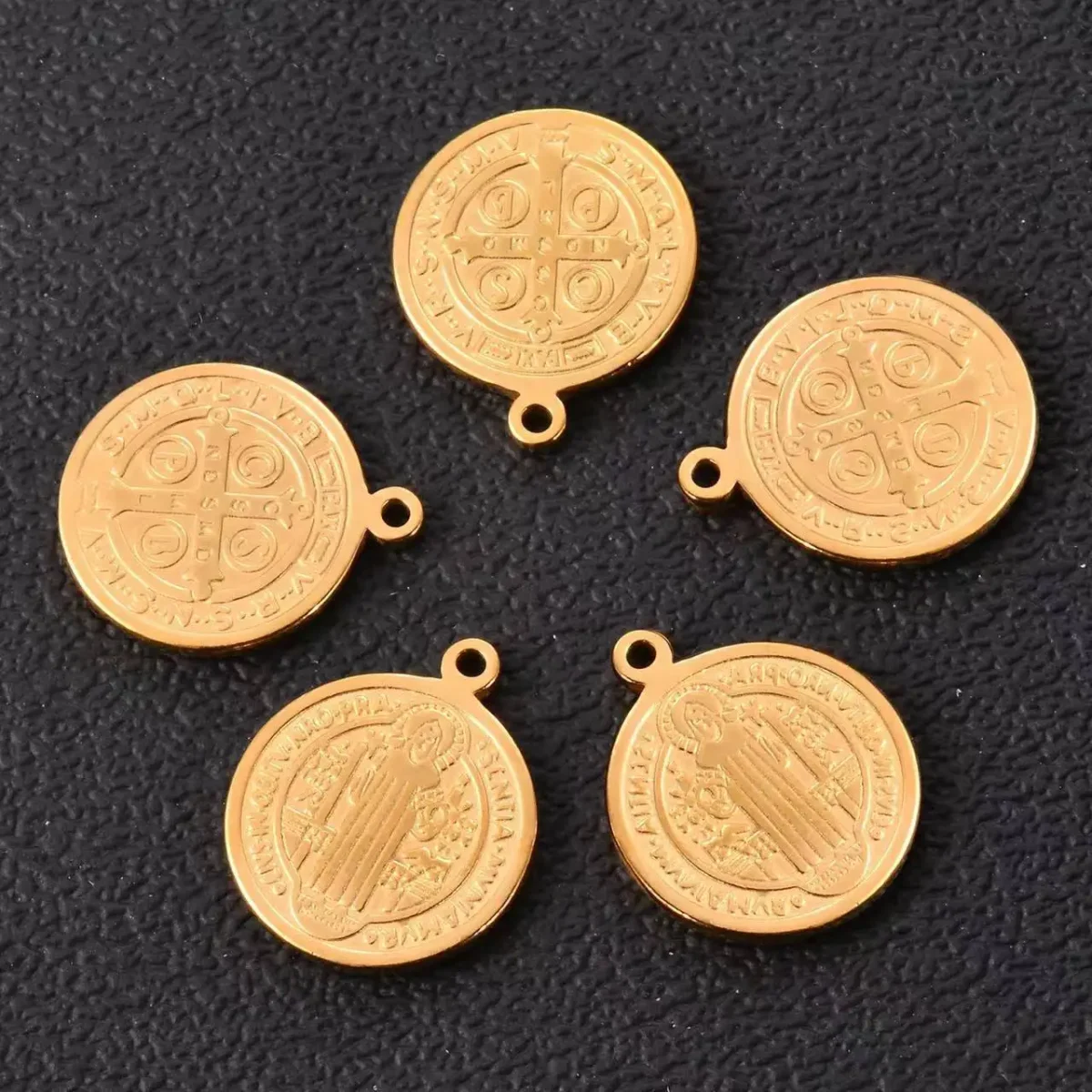 Stainless Steel Round Crosses Jesus Pendants DIY Necklace Bracelet Earring Keychain Jewelry Making Accessories - Image 5