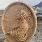 Jesus Crafts Catholic YS Saint Statue Family Plate Ornament Beech Wood Oval Relief Carving Study Class Gift - Image 2