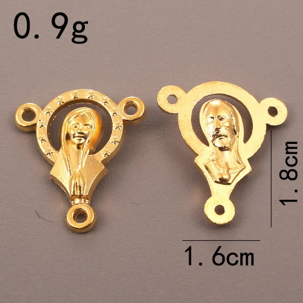 Accessories for Catholic rosary three-hole connector center piece, vintage metal jewelry pendant