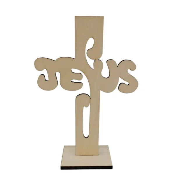Mecrt New Wooden Crafts Cross Decoration Religious Style Wooden Home Decoration with Metal Wood Chips Alloy Type in Stoc