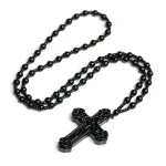 Mecrt Catholic Crucifix Green Necklace Fashionable Glass Cross Pendant Ethnically Styled Christian Jewelry Wholesale - Image 5