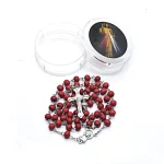 Catholic Rosary Cross Jesus Scented Red Wood Bead Necklace Gift Box Cross Necklace Box Set 4 Colors to Choose - Image 4