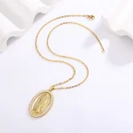 Mecrt Catholic Religious Jewelry Light Luxury Gold Zircon Virgin Mary Pendant Necklace Gold Plated Copper Link Chain Wholesale - Image 4