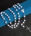 Mecrt Christian Jewelry 8mm Rose Beads Religious Catholic Rosary Enamel Crucifix Pendant Fashion Beaded Necklace