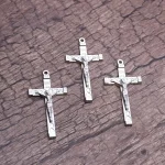 2.3*4.3cm Antique Silver Religious Jerusalem Rosary Necklace Crucifix Cross - Image 2