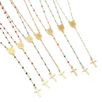 Catholic Rosary 18K Gold Vacuum Plated Stainless Steel Jewelry Christian Religious Totem Cross Necklace Church Gift