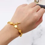 Cross Border Gold Plated Alloy Saint Benedict Cross Pendant Rosary Baptism Gift Beaded Bracelet - Image 3