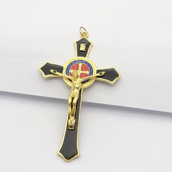 Mecrt Catholic Crucifix 11.5*7cm Metal Enamel Cross Jesus Christ Bitterness Religion Prayer Decoration Big Colorful Pend