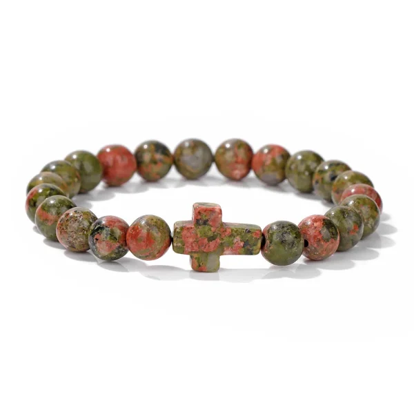 Winter Retro Cross Beads Bracelet Gem Versatile Multi-Color Pearl Beads Religious Style Trendy Gift for Bracelet