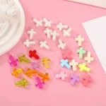 Mecrt Colorful Acrylic Cross Cream Handmade Beaded DIY Bracelet with Braids for Necklace Making Model TT5-B0