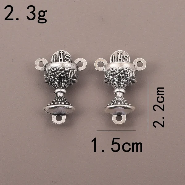 Catholic Jewelry Accessories Pendant DIY Zinc Alloy Bamboo Chain Religious Triangle Rosary Connector Wholesale