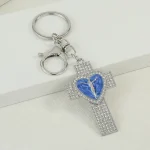 Direct Supply Personalized Cross Heart Diamond-Studded Keychain Pendant Carrying Diamond Cross Love - Image 6