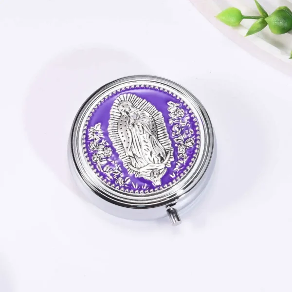 Wholesale Metal Rosary Bead Boxes, Colorful Virgin Mary Themed Small Jewelry Boxes