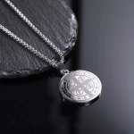 Catholic Saint Benedict Medal Cross Necklace Gold Plated Lariat Style Religious Protector Talisman Gift - Image 4