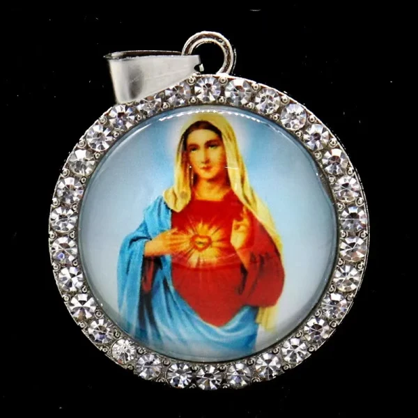 Zinc Alloy Catholic Saint Charm Pendant for Religious Round Jesus Angel Madonna Pendant