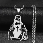 Mecrt 2023 New Stainless Steel Cross Pendant Necklace Men's and Women's Gold Chain Beads Pendant Titanium Steel Jewelry - Image 2