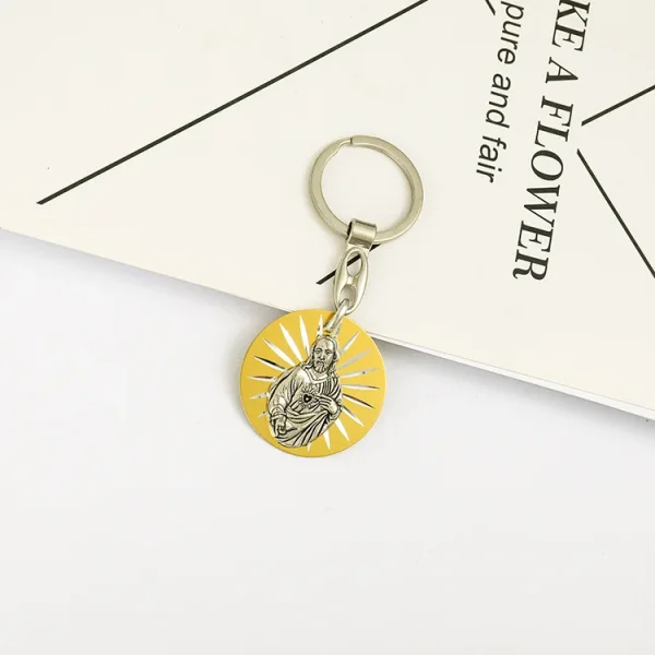 Catholic Virgin Mary Jesus Creative Jewelry Pendant Bag Keychain Zinc Alloy 3.7cm*3.7cm 4g Car Keychains