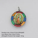 Colored Oval Photo Religious Pendant Natural Stone Alloy Catholic Jewelry Accessories Hanging Decoration Badge Our Lady Jesus - Image 4
