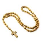Catholic Rosary Natural Wooden Beads Cross Holding Prayer Beads Oval Patterned Beads Cheap Selling Rosaries Wholesale - Image 3