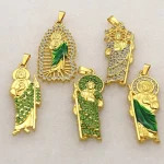 DIY Jewelry Components Hollow-Out Gold Plated Zinc Alloy Jesus Pendant Religious Style Triangle Zircon Charms - Image 2