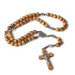 Catholic Rosary Beads Vintage Rosary Cross Wood 3Colors 10mm Religious Handmade Pendant Jesus Gifts Wholesale