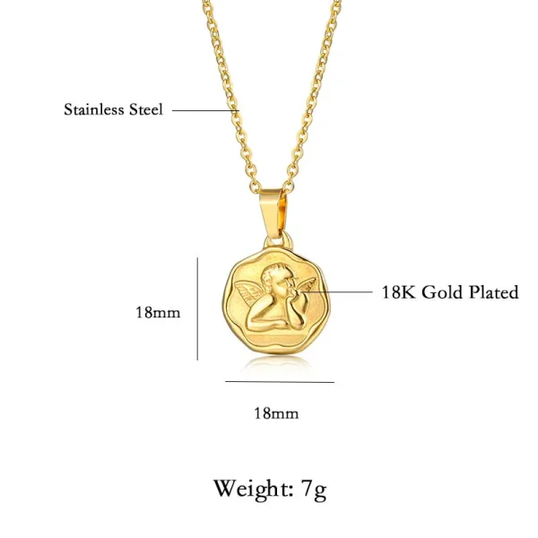 Catholic Cross Guadalupe Virgin Mary Stainless Steel Religious Heart Lord Prayer Bible Cross Etch Embossed Necklace