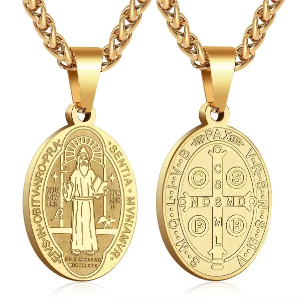 Retro St. Benedict Pendant Vintage Style Stainless Steel Father Benedict Exorcist Men’s Necklace Jewelry