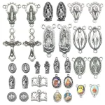 European and American retro Catholic oval three-hole alloy cross pendant pendant DIY jewelry accessories