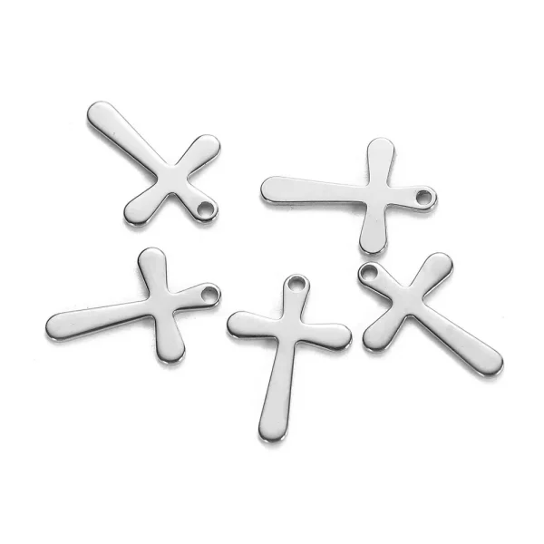 Stainless Steel Mini Size Solid Polished Cross Pendant Religious Cross Charms for Necklace Earring Bracelet Jewelry Maki