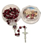 Mecrt Catholic Rosary Beads Pope Red Rose Scented Wooden Cross Rosary Necklace Hand Engraved Plated Metal - Image 6