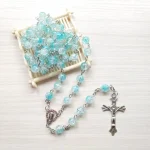 Many Kinds of Color Wholesale Holy Religious 8mm Glass Beads Rosaries Catholic Gifts Cross Pendant Necklace - Image 3