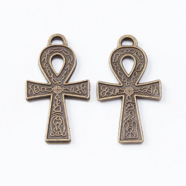 Vintage Christian Children’s Cross Pendant Green Ancient Bronze Zinc Alloy Religious Style DIY Jewelry Accessories