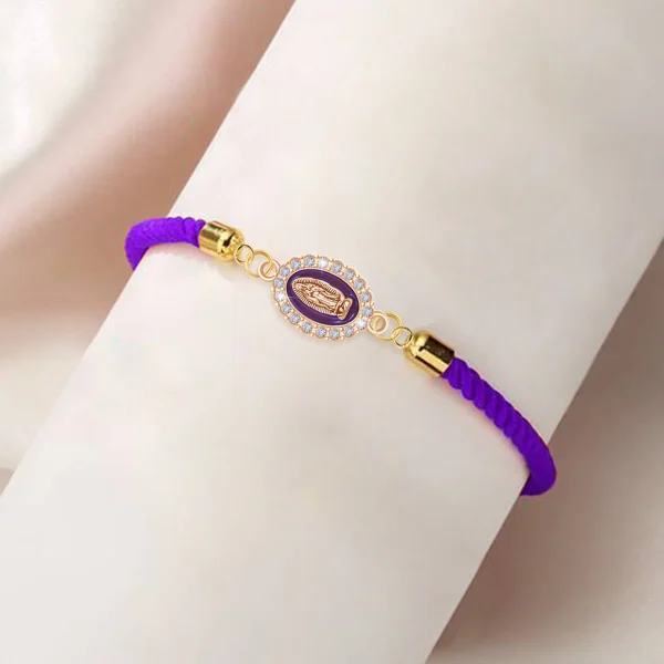 Mecrt Virgin Mary Adjustable Charm Bracelet Religious Alloy and Diamond Jewelry Gift