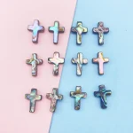 Natural Abalone Bone Coral Shell Cross-shaped Christian Catholicism Crosses 13*18mm Beaded DIY Jewelry Necklace Accessories