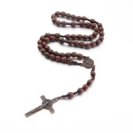 Catholic Rosary Necklace Wooden Beads Cross Jesus Crucifix Decade Paternoster Beads Custom Personalized Rosaries - Image 6