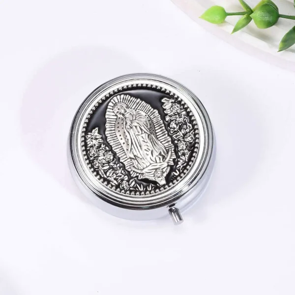 Wholesale Metal Rosary Bead Boxes, Colorful Virgin Mary Themed Small Jewelry Boxes