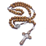 Wooden Rosary Crucifix Catholicism Gifts Religious Rosaries Prayer Beads Christian Catholic Cross Jesus Christ Jewelry - Image 4