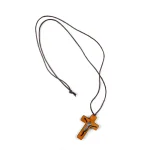 Catholic Natural Jesus Cross Wooden Carving Pendant Jewelry Jesus Carved Wooden Cross Necklace Wholesale - Image 4