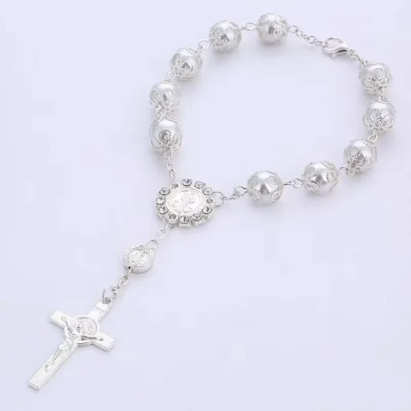 Prayer Beads Cross Pendant Rosary Bracelet Religion Christian Jewelry Pearl Rosary Bracelet Wholesale