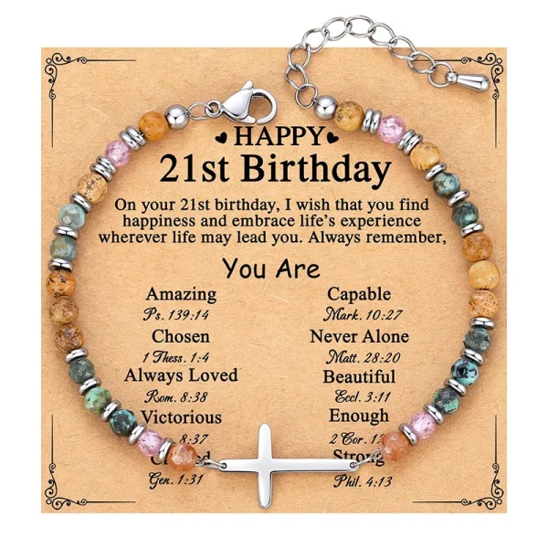 Hot Selling Cross Charm Bracelet Women Stone Bangle Wholesale Trendy Christian Jewelry Friends Family Gift