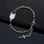 Wholesale 4mm Stainless Steel Rosary Bracelet Religious Style with S.T Miraculous Centerpiece Medal Cross Charms Religious Gift - Image 4